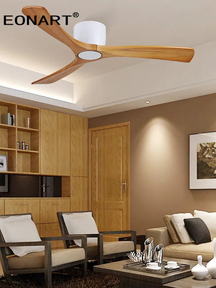 Afralia™ 36" Wooden White Ceiling Fan with Remote Control - Modern Indoor Solid Wood Fan