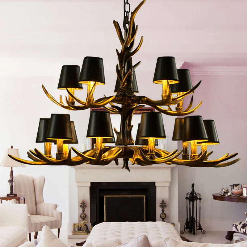 Afralia™ Antler Chandelier: Retro Resin Pendant Lamp for Living Room, Modern Rustic Lighting