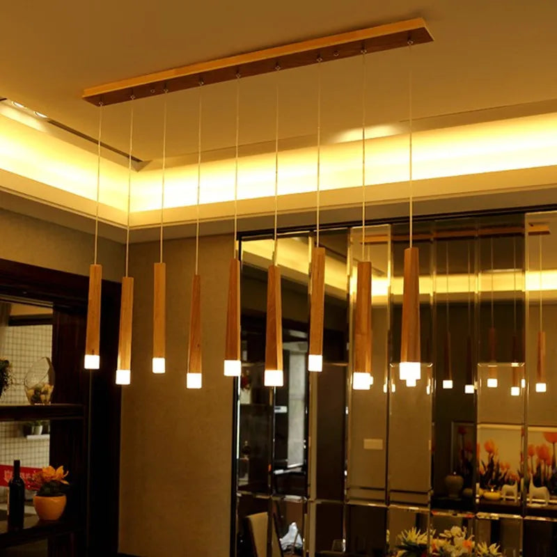 Afralia™ Solid Wood Pendant Light: LED Art Deco for Restaurant, Bar, Living Room