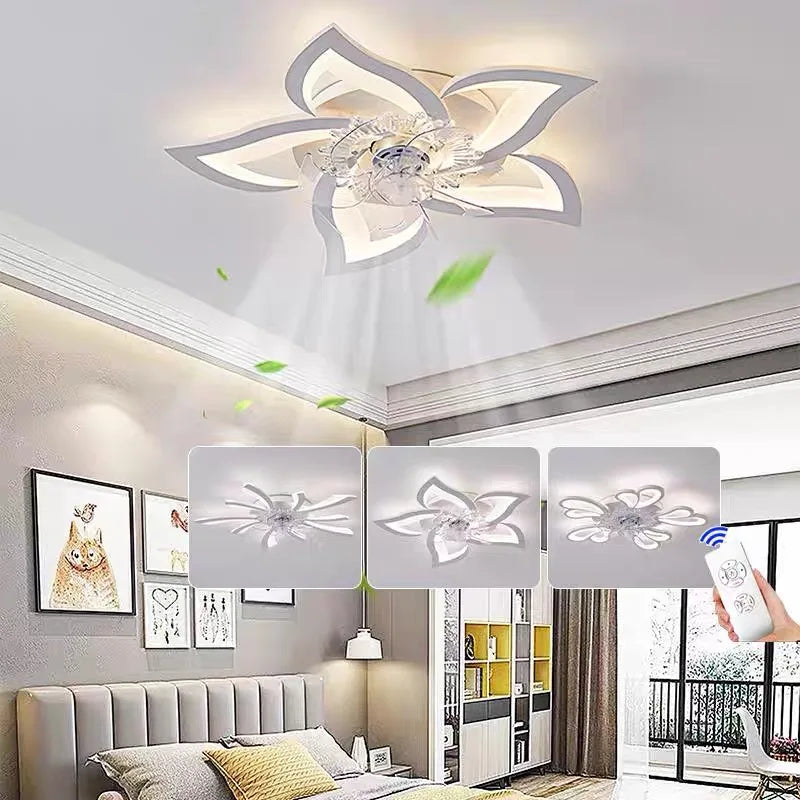 Afralia™ Smart LED Ceiling Fan Light with Remote Control for Living Room Bedroom