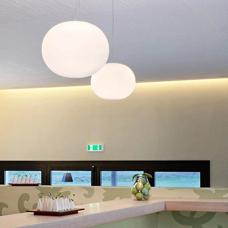 Nordic White Glass Pendant Light by Afralia™ - Modern Minimalist Kitchen & Living Room Decor