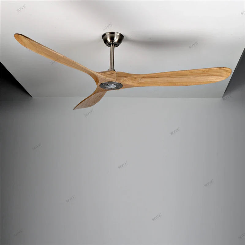 Afralia™ 52" Grey Vintage Wood Ceiling Fan Without Light Remote Control