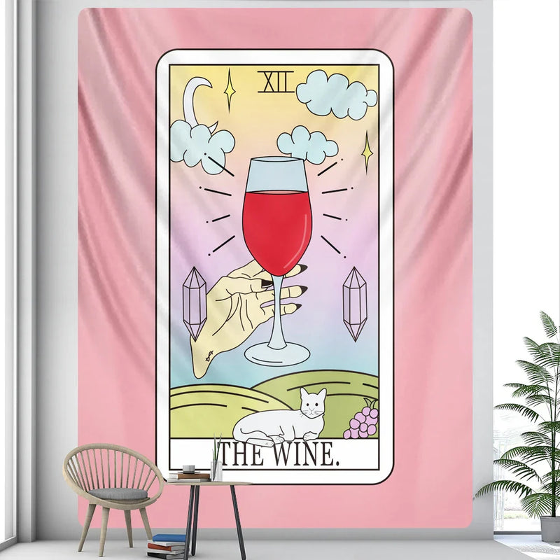 Afralia™ Tapestry: Wine Glass Drift Bottle Girl Home Wall Art Sofa Blanket