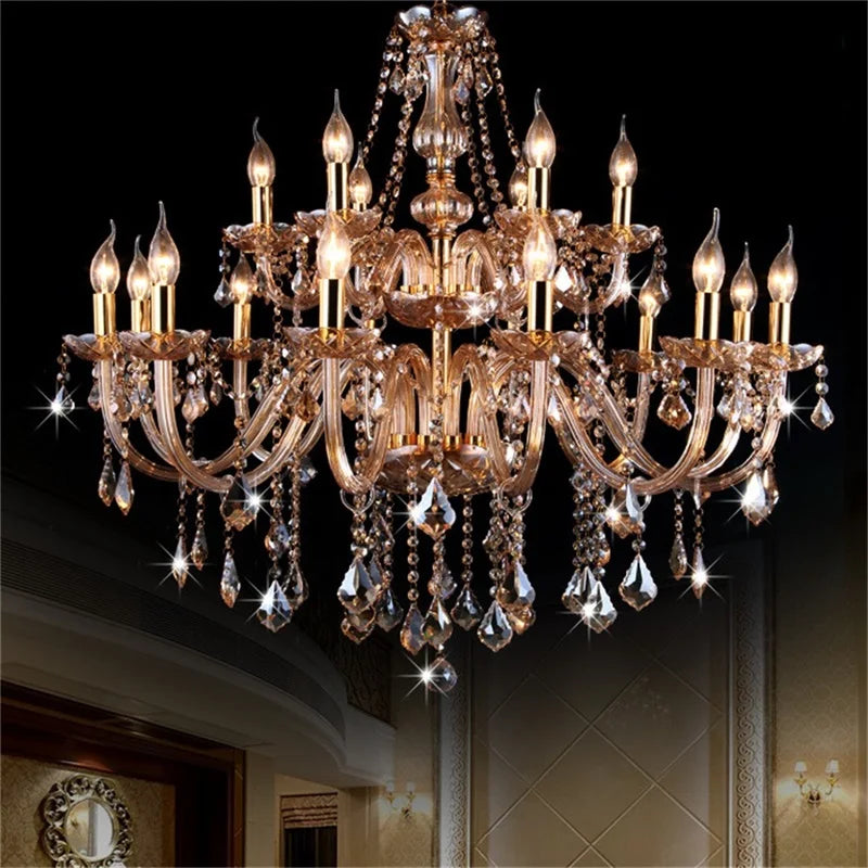 Afralia™ Crystal Pendant Chandelier: Elegant LED Amber Light Fixture for Home, Hotel, Hall