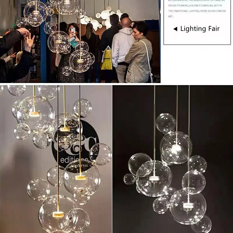 Afralia™ Bubble Glass LED Chandelier for Kids Room Kitchen Office Restaurant