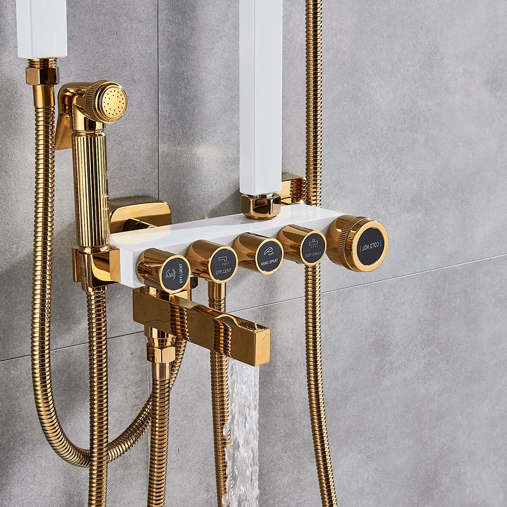 Afralia™ 5-Function Shower Faucet Set with Rain Shower Head, Hand Shower, and Bathtub Spout