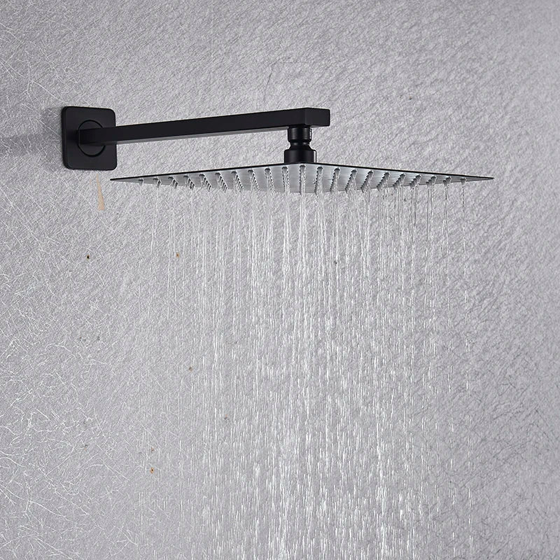 Afralia™ Ultrathin Matte Black Rainfall Shower Head Set, 8/10/12 inch, Wall Mounted