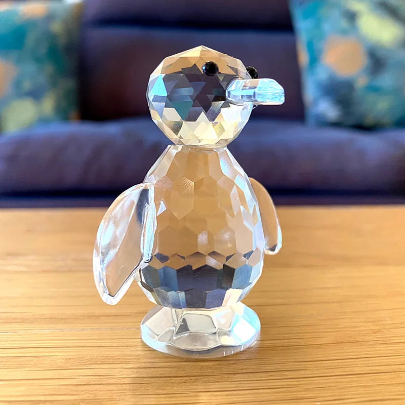 Afralia™ Crystal Penguin Figurine Glass Ornament Statue Home Decor Ornaments