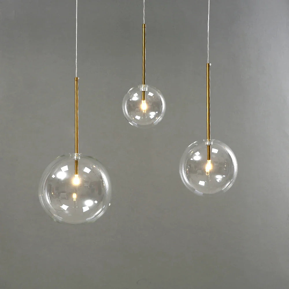 Afralia™ Gold Glass Ball Pendant Lights for Dining Room and Kitchen