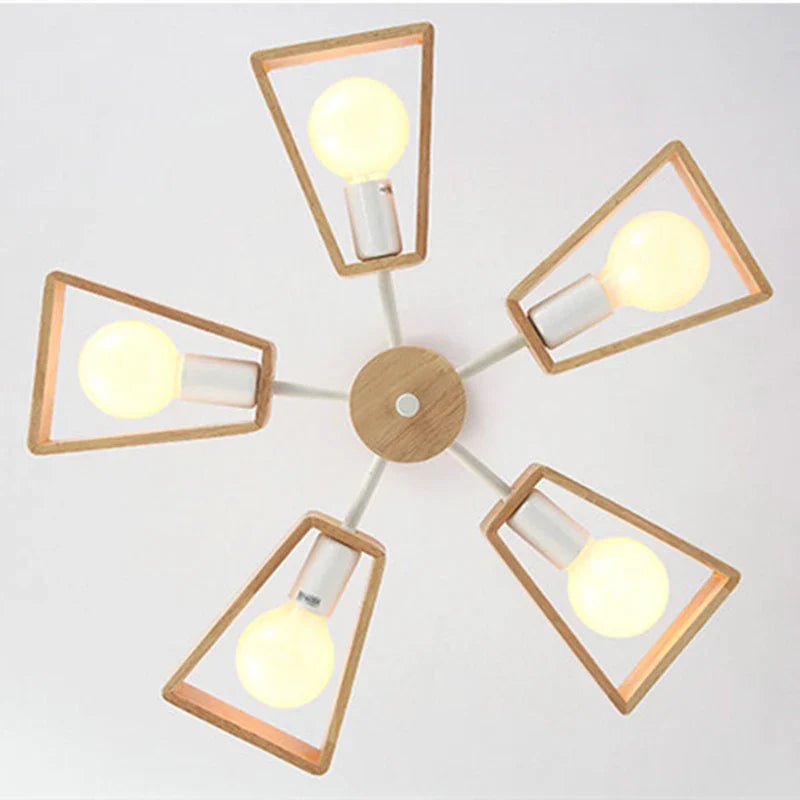 Afralia™ Windmill Wooden Chandelier - LED Loft Industrial Lighting for Home Decor