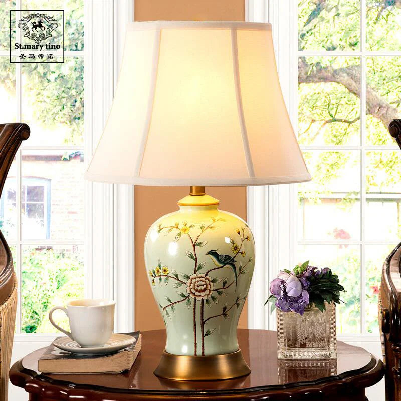 Afralia™ Ceramic Vase Table Lamp: Elegant Bedroom & Living Room Night Light