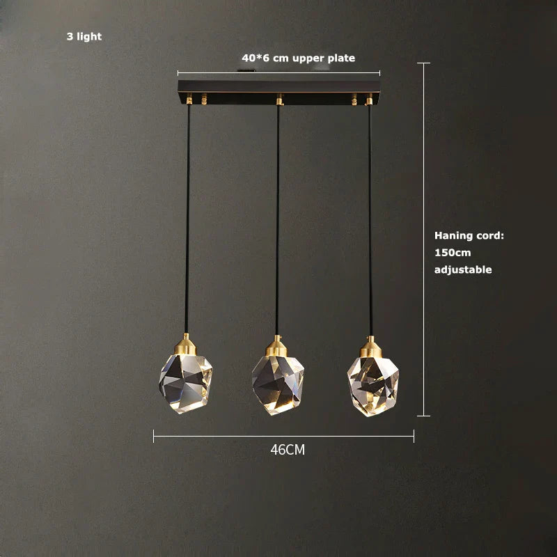 Afralia™ Black Crystal Copper LED Chandelier for Dining Room - Art Deco Hanging Lamp