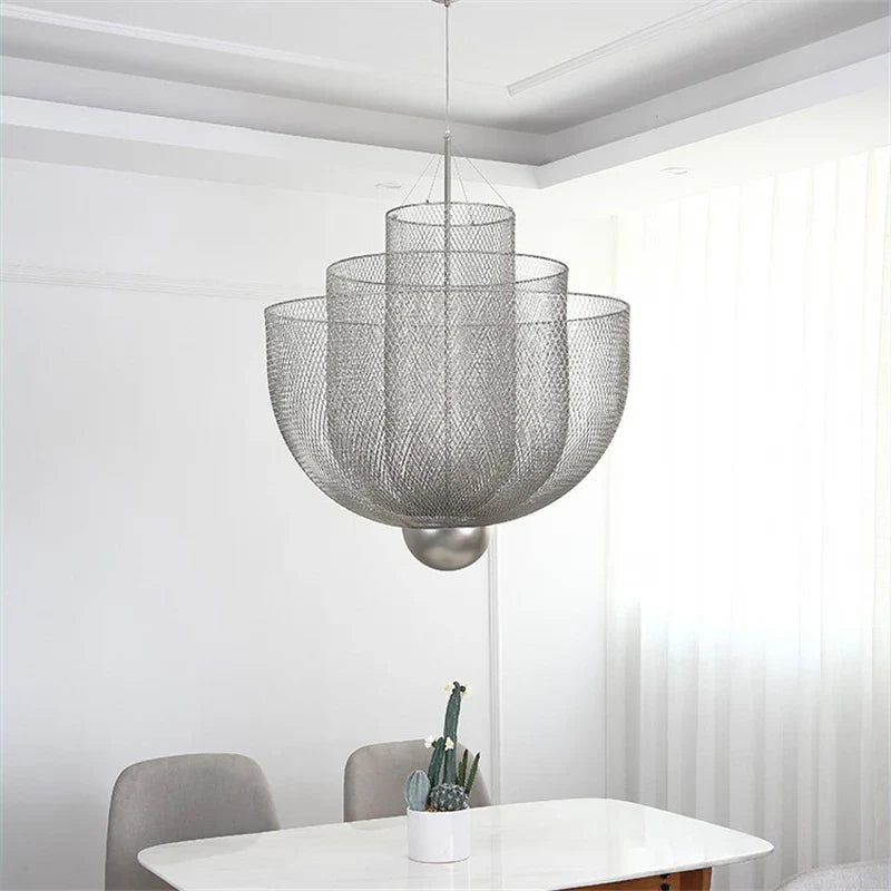 Afralia™ Modern Metal Grid Pendant Light Fixture for Fashion Cloth Store - LED Warm Lighting