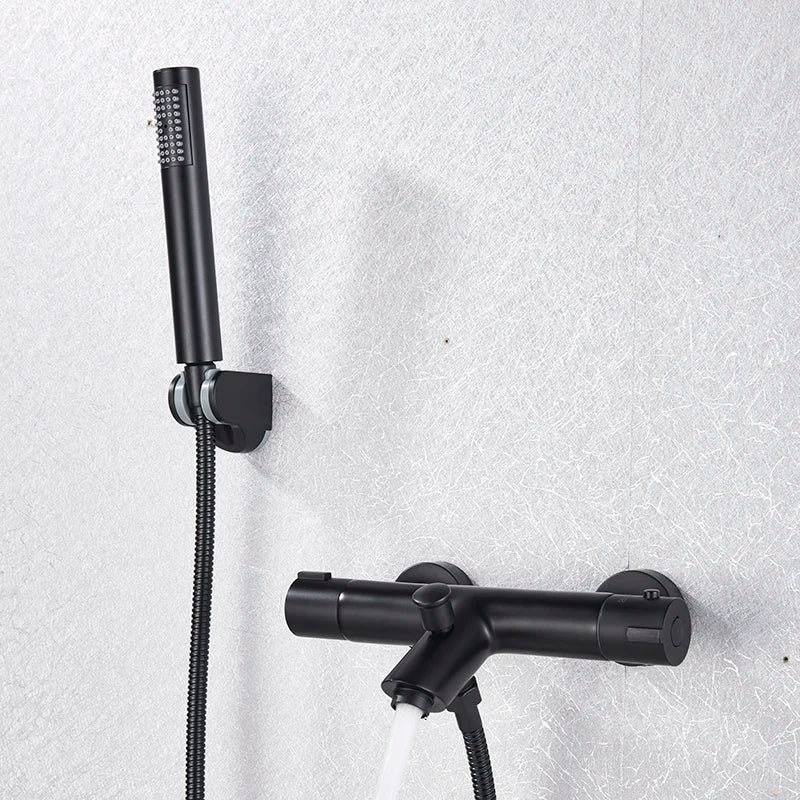 Afralia™ Thermostatic Dual Handle Shower Mixer Faucet with Handheld Bath Shower Set