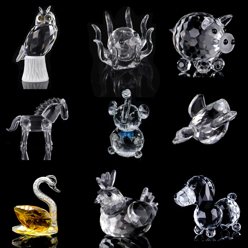 Afralia™ Clear Crystal Animal Figurines Glass Paperweight Statuette Collectible Home Decor