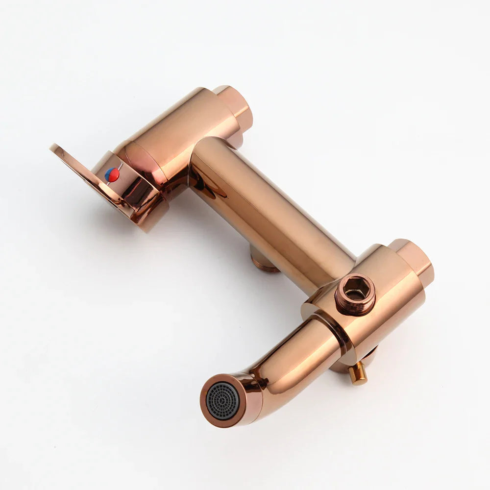 Afralia™ Rose Gold Brass Shower Faucet Set with Hand Shower - Luxury Bathroom Mixer