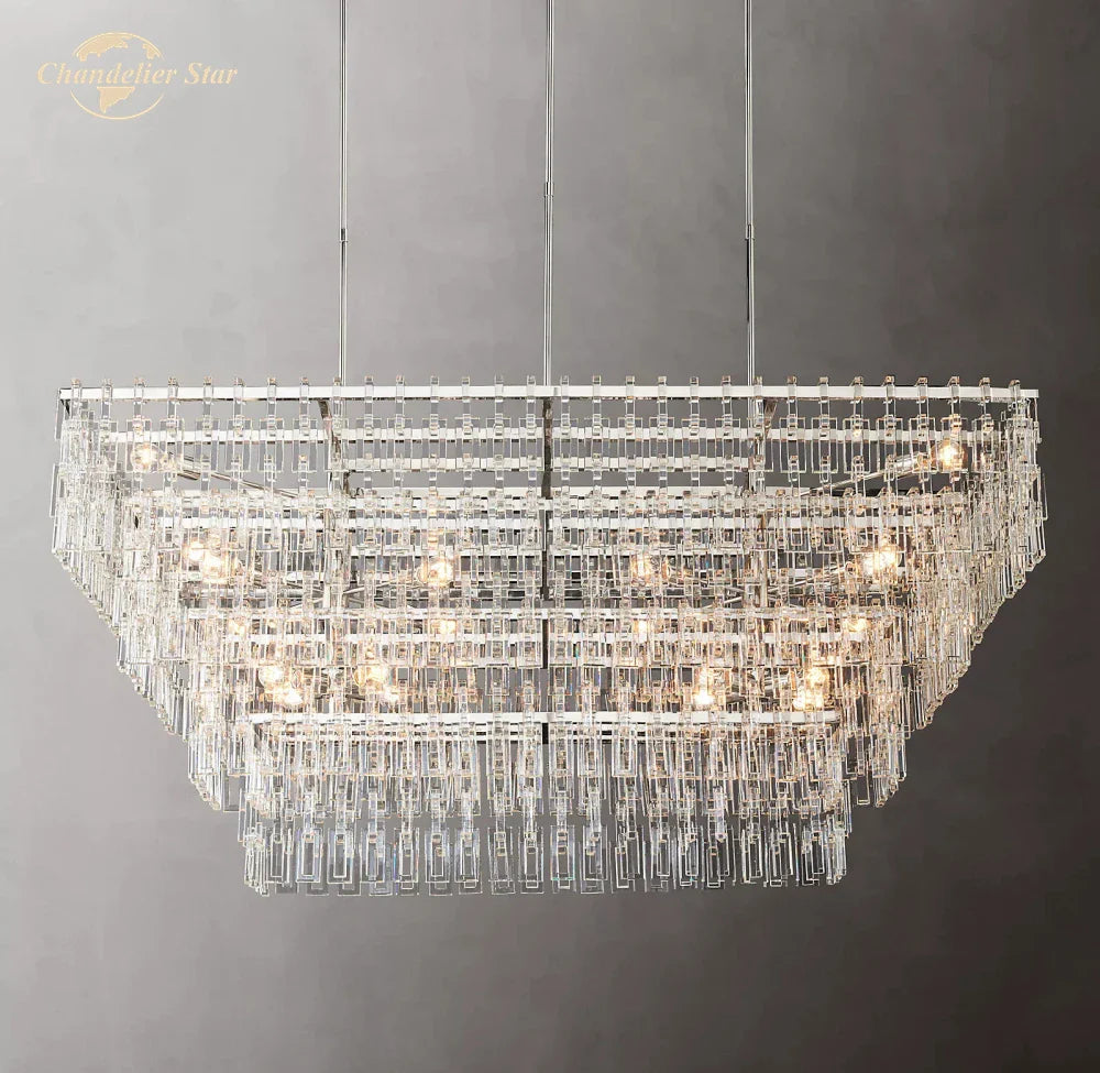 Afralia™ Marignan Crystal Chandelier Tiered Pendant Light for Living Room Dining Luxury