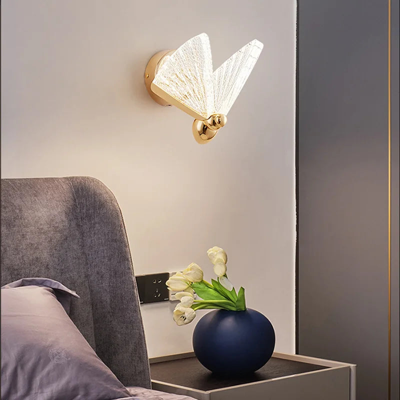 Afralia™ Nordic Butterfly Wall Lamp for Home Bedroom Living Room Décor