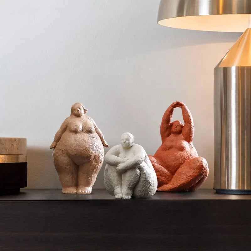 Afralia™ Resin Fat Lady Sculpture: Modern Yoga Figurine for Home Decor and Interior Design