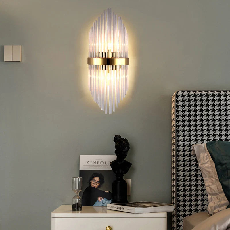 Afralia™ Glass Rod Crystal Wall Lamp: Modern Nordic Light Luxury for Bedroom, Living Room