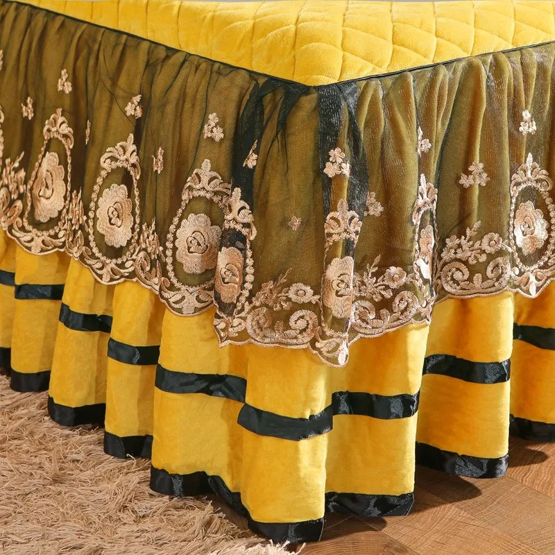 Afralia™ Crystal Velvet Bedspread Set with Super Soft Quilting & Lace Bedskirt