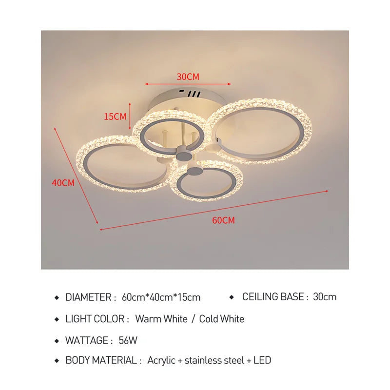 Afralia™ Acrylic Ceiling Lights Modern Chandelier LED Lamps Dining Living Room Bedroom Decor