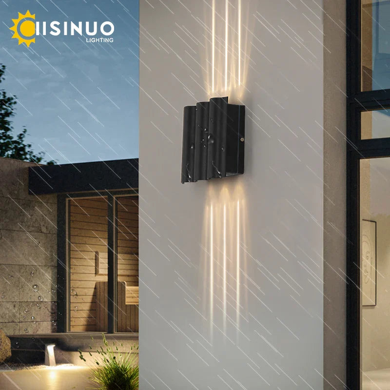 Afralia™ 12W Black Outdoor LED Sconce Light IP65 Waterproof Alumunim Garden Villa Porch Lamp