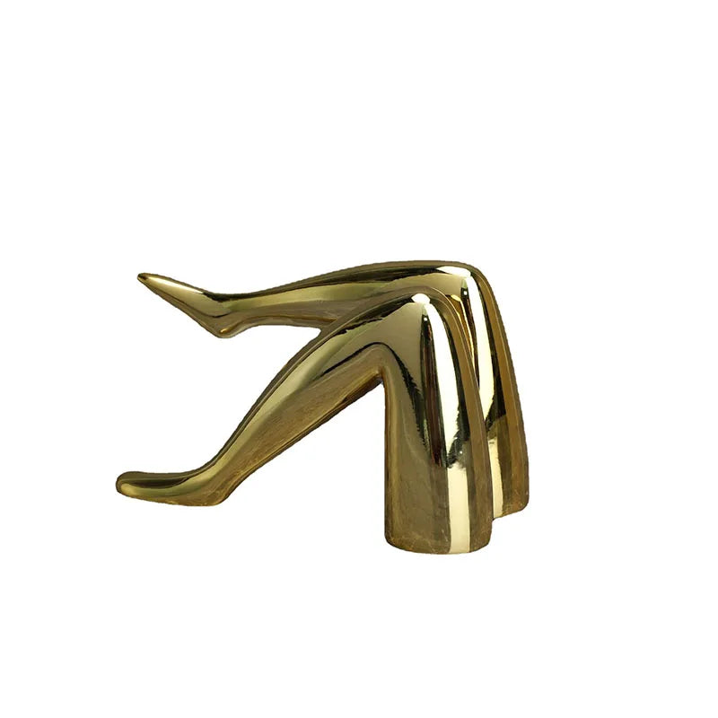 Afralia™ Gilded Lips & Leg Resin Figurines Sculpture for Modern Home Decor