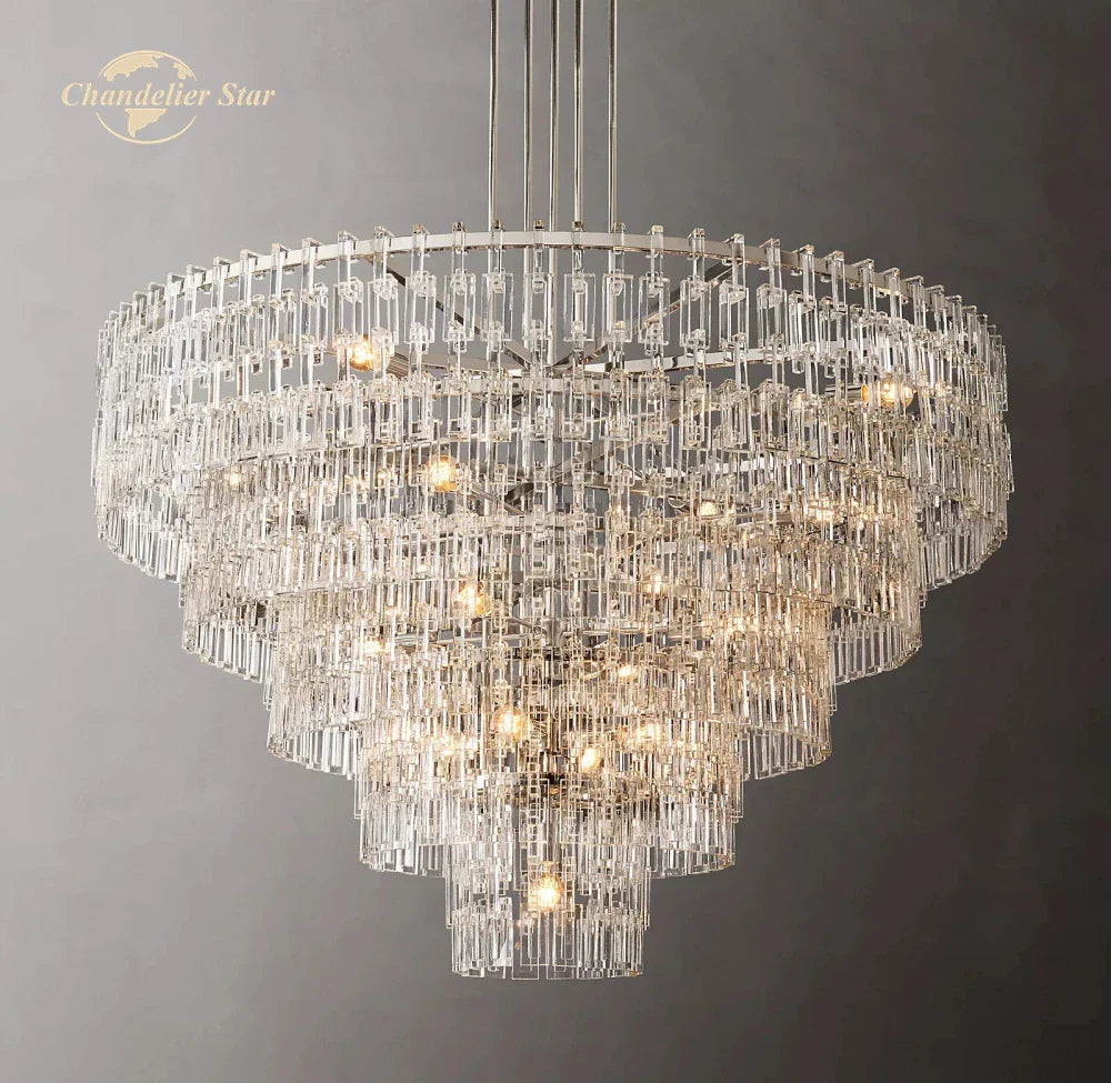 Afralia™ Marignan Crystal Chandelier Tiered Round Living Room Pendant Light