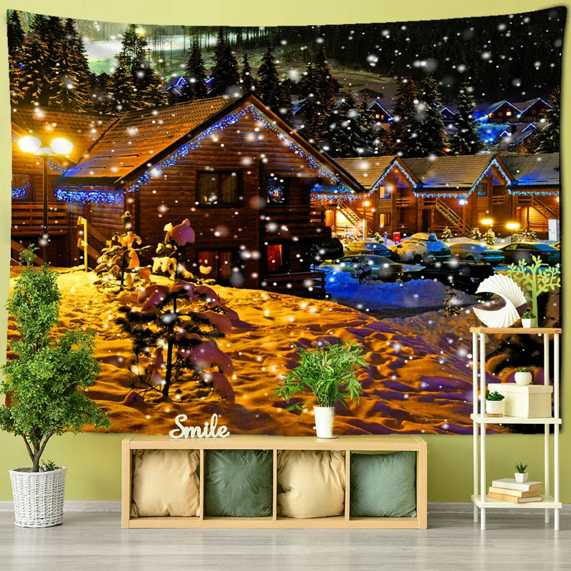 Afralia™ Snowy Night Series Tapestry Wall Decor