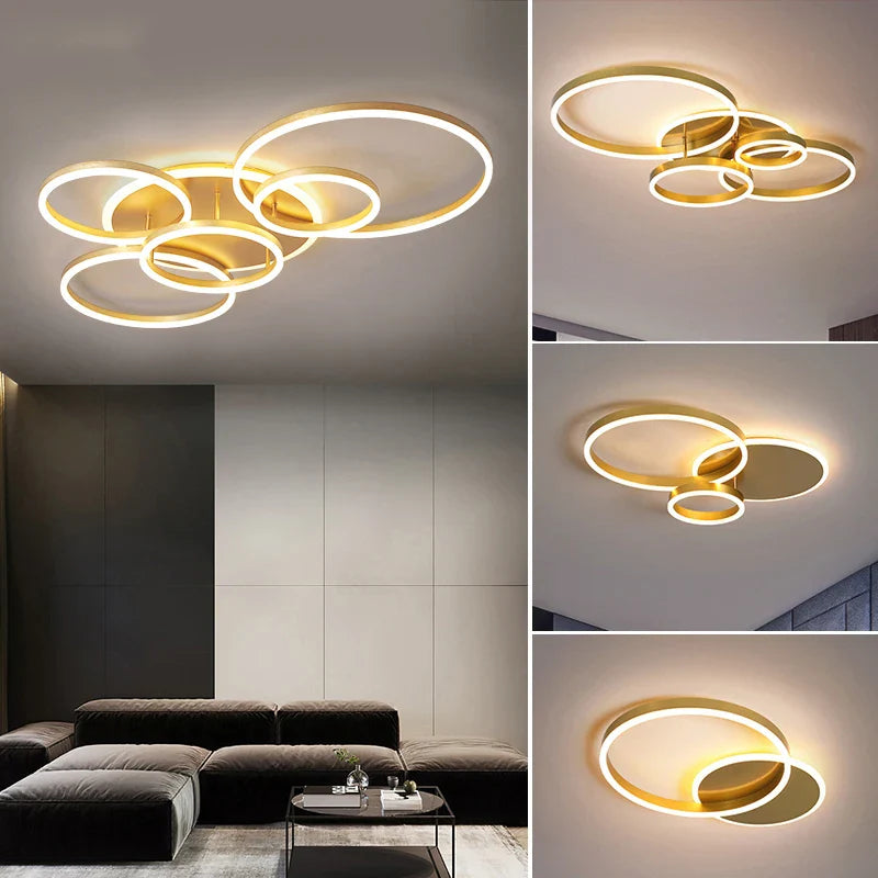 Afralia™ Modern Dimmable LED Ceiling Chandelier for Living Room Bedroom Study Home Lighting