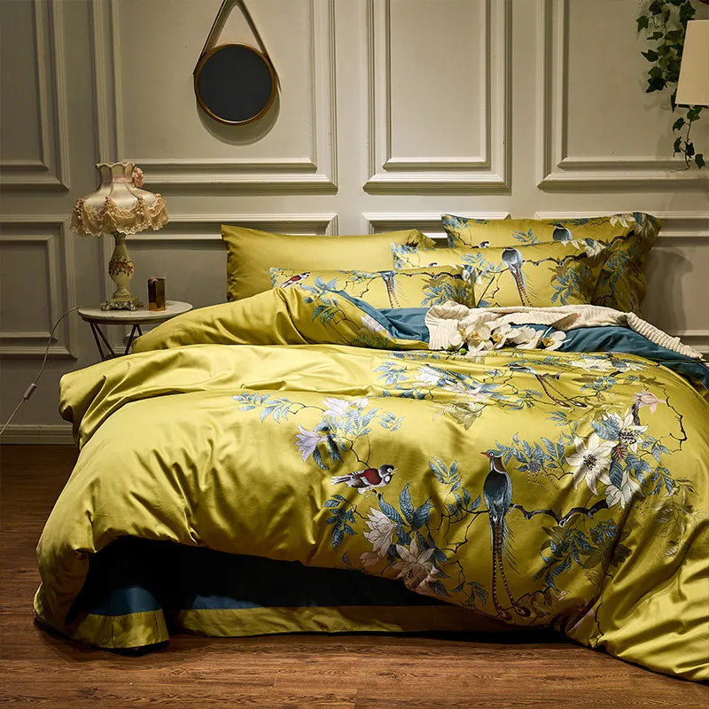 Afralia™ 600TC Egyptian Cotton Bird Plant Flowers Bedding Set with Digital Printing