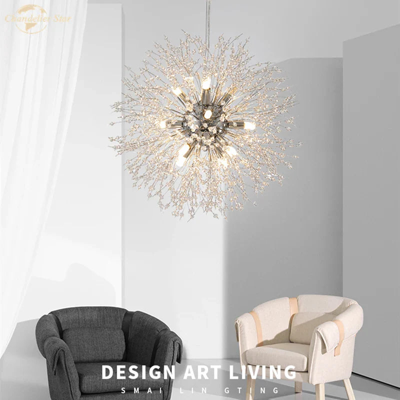 Afralia™ Crystal Star LED Chandelier - Art Deco Dandelion Pendant Lighting for Home Décor