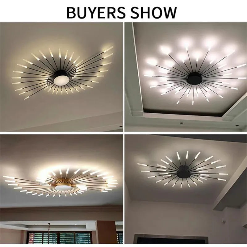 Afralia™ Modern LED Fireworks Chandelier Ceiling Lamp for Living Room Bedroom