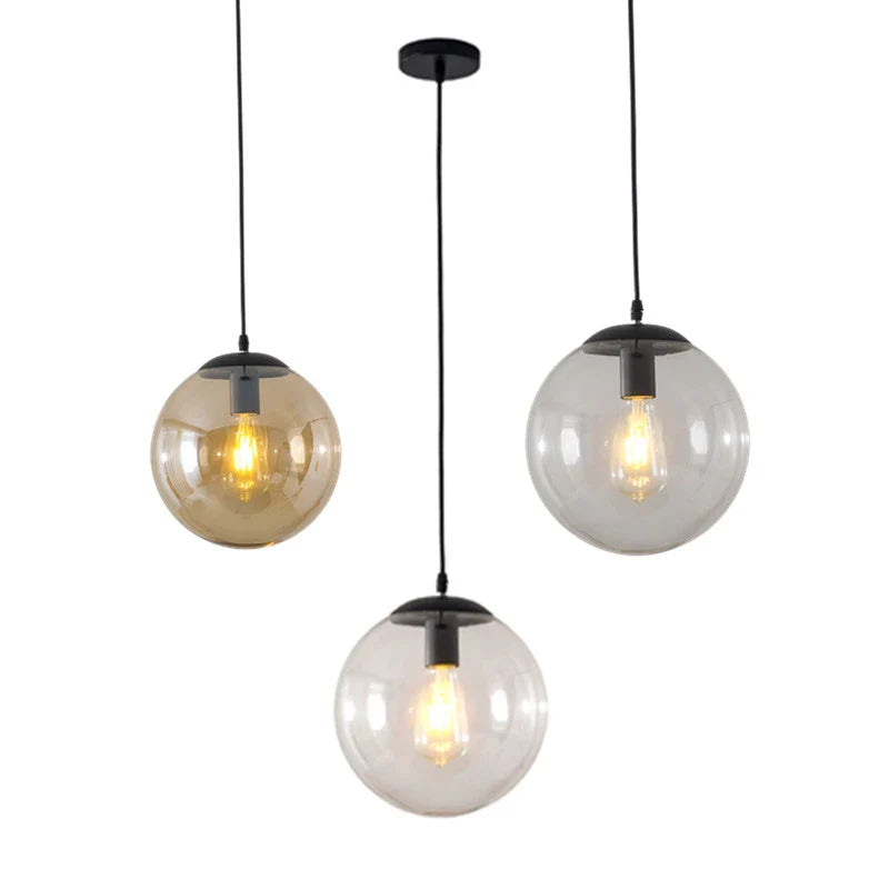 Afralia™ Retro Loft Glass Ball Pendant Light Industrial Style Kitchen Bedroom Home Decor