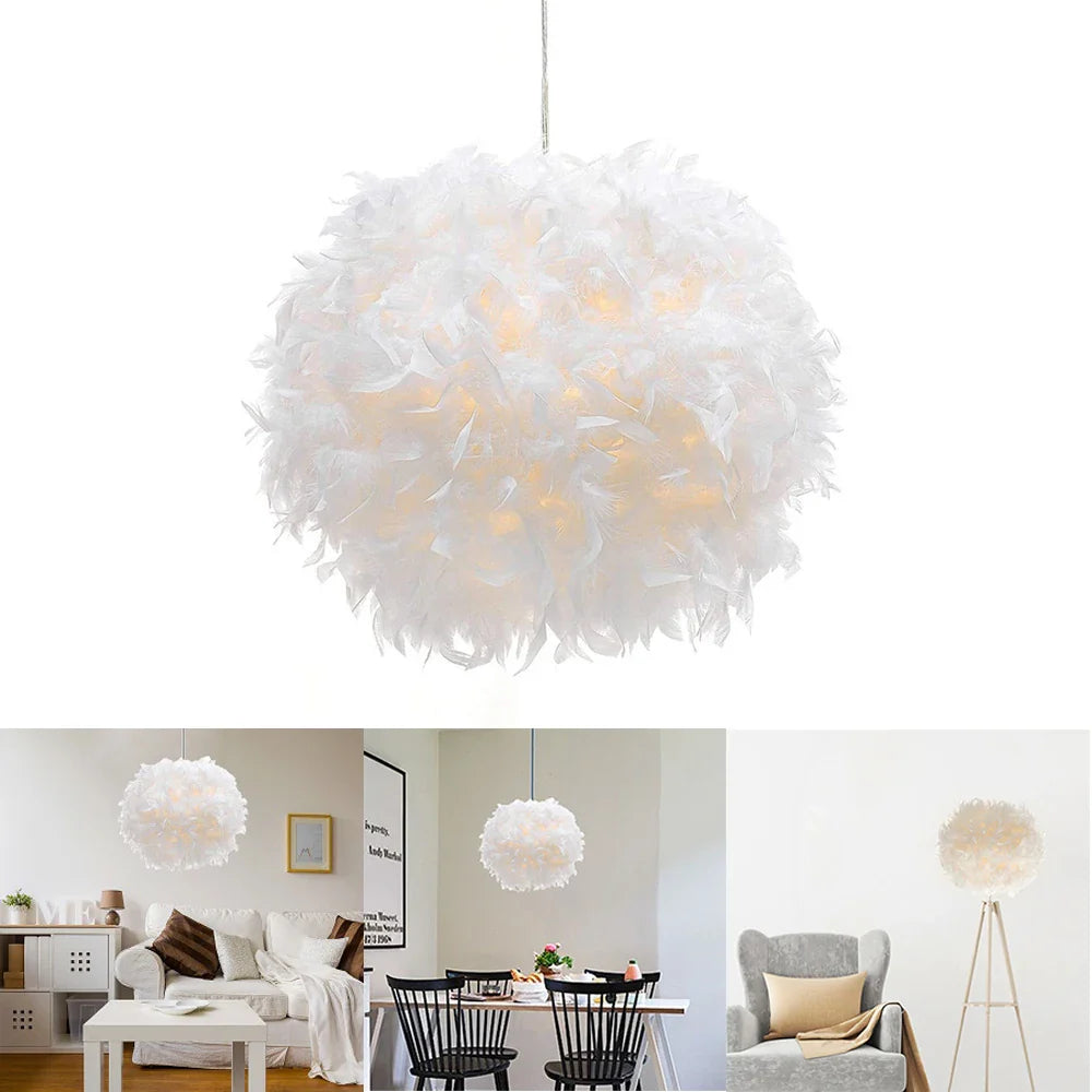 Afralia™ Nordic Feather Pendant Light LED Lamp for Dining Room Kitchen Decor