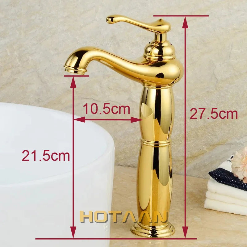 Afralia™ Gold Brass Tall Basin Faucet: Luxurious European Style Mixer Tap Y-5062