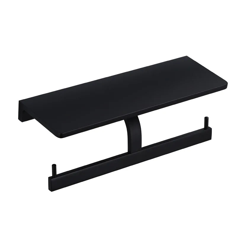 Afralia™ Aluminum Bathroom Paper Holder with Phone Holder and Wall Mount