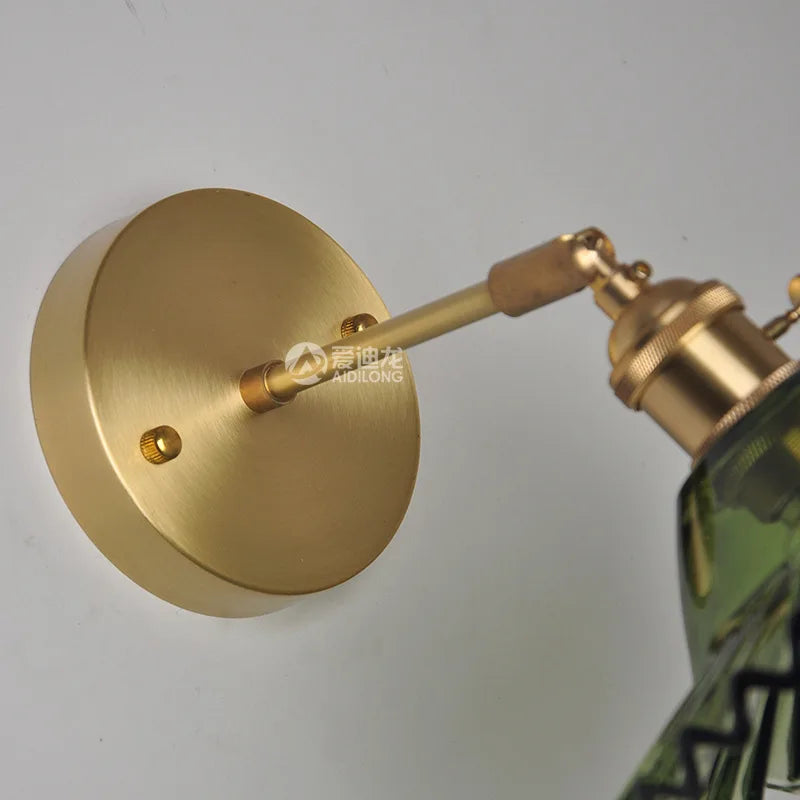 Afralia™ Japanese Copper Glass Wall Lights Modern LED Sconce for Bedroom Stair Mirror