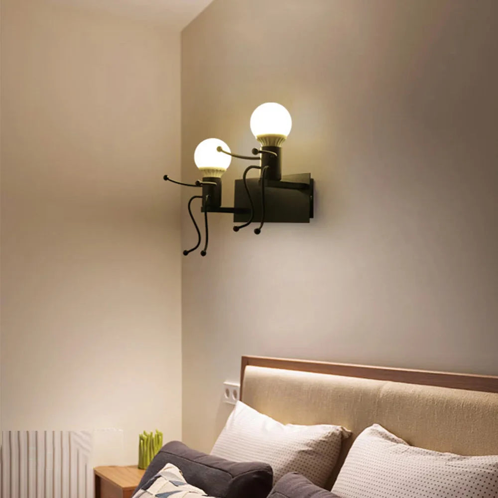 Afralia™ Little Iron Man Cartoon Wall Sconce for Kids Room, Bedroom, Kitchen - Modern Design