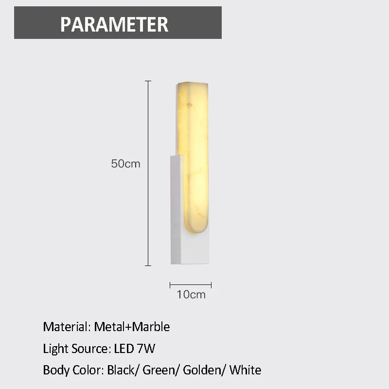 Afralia™ Marble Wall Lamp Sconce LED Light for Luxury Bedroom Decor