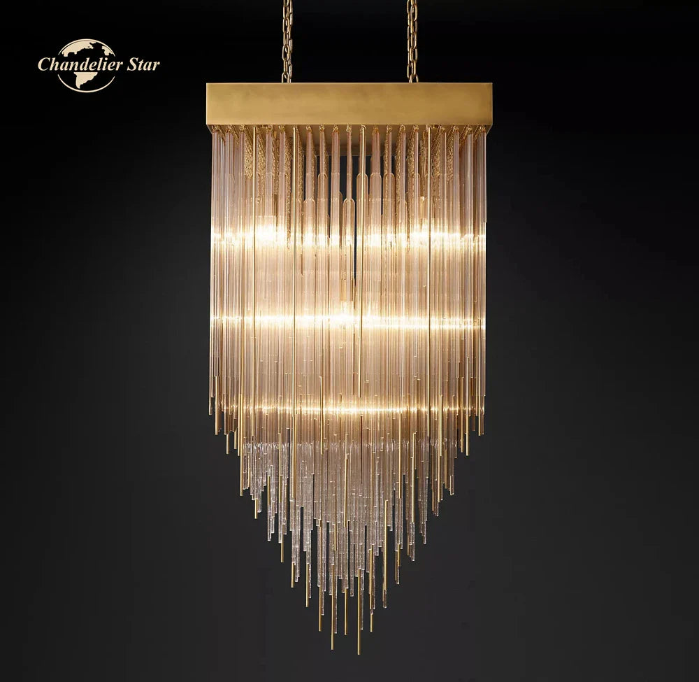 Afralia™ Cascada LED Glass Chandelier: Stylish Square Pendant Light for Home Decor
