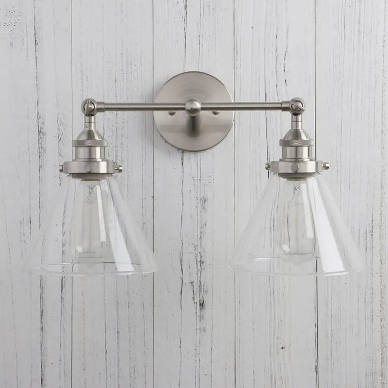 Afralia™ Funnel Glass Metal Wall Light Double Heads Sconce Lamp Fixtures