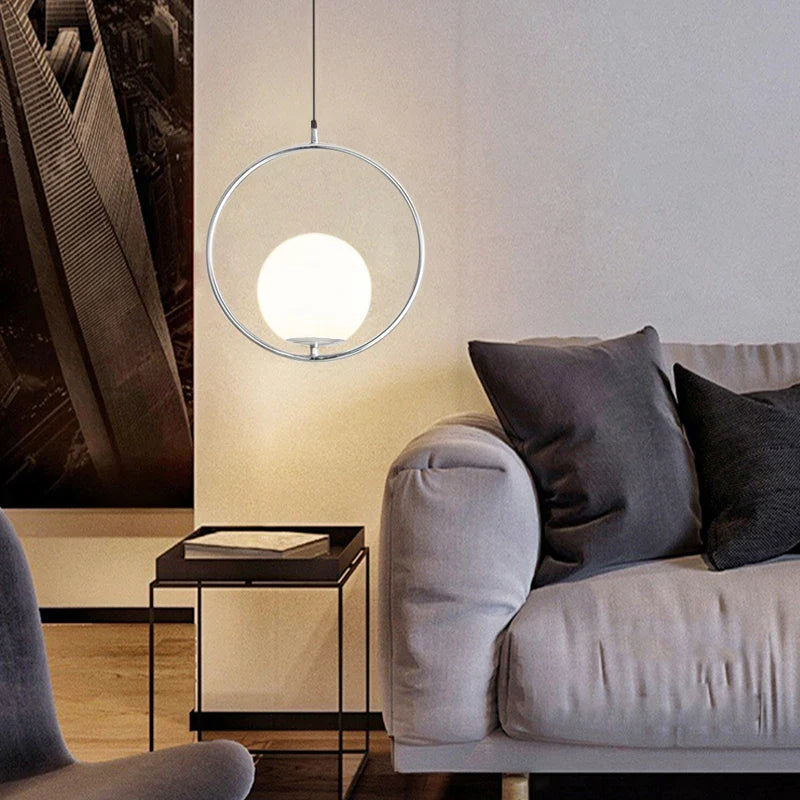 Afralia™ Nordic Gold Glass Ball Pendant Lights: Modern LED Hanging Lamp for Home Decor