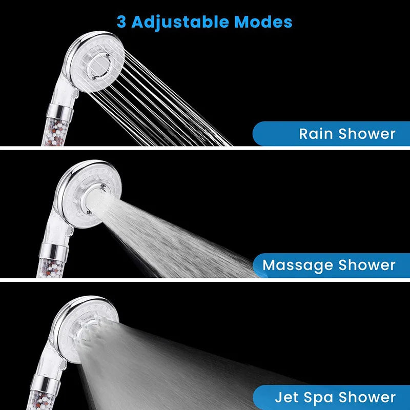 Afralia™ 3-Function High Pressure Shower Head with Water Stop Mode and Filter Beads Pack