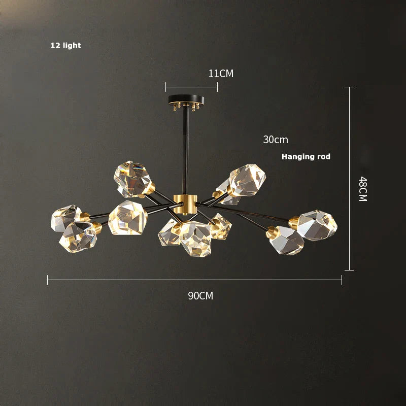 Afralia™ Black Crystal Copper Chandelier LED Hanging Lamps for Dinning Room