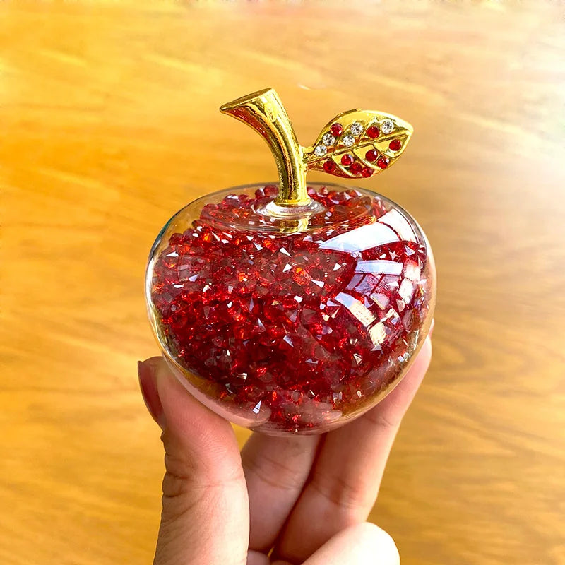 Afralia™ Glaze Crystal Apple Paperweight Figurine Collection for Home Office Decor