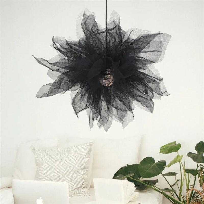 Afralia™ Gauze Flower Chandeliers: Modern Nordic Mesh Pendant Light for Bedroom, Living, Children's Room