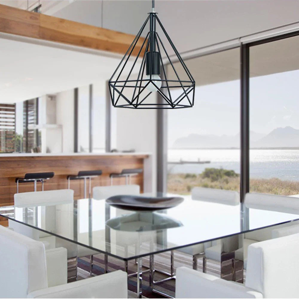 Afralia™ Vintage Industrial Loft Cage Pendant Light for Kitchen Island Living Room