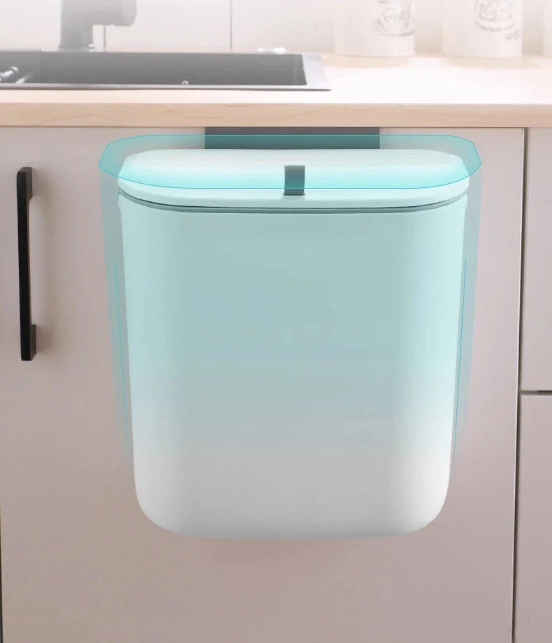 Afralia™ Kitchen Wall-Mounted Waste Bin with Lid - Cabinet Door Hanging Garbage Can